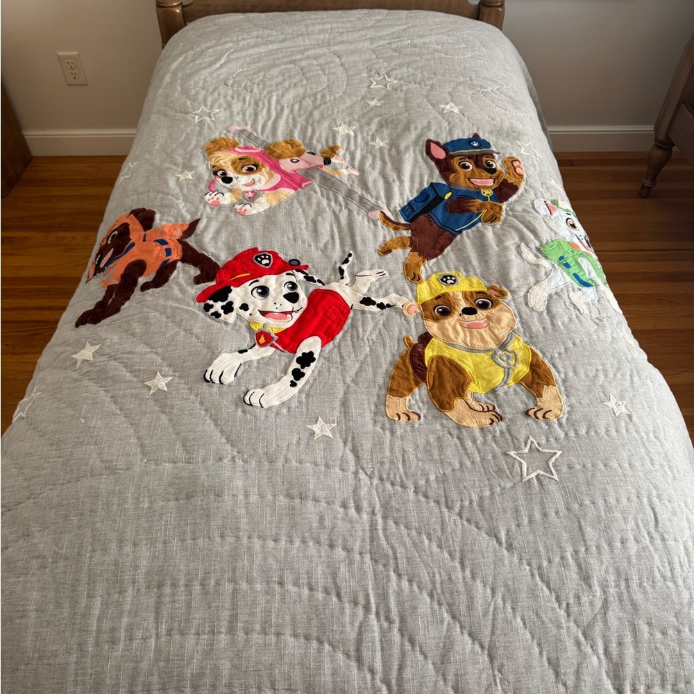 Pottery Barn Kids Gray Quilt with Paw Patrol Design